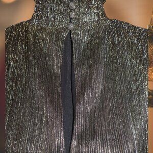 Banana Republic formal, chic halter top, semi-sheer, Gold Metalic/Black, Medium